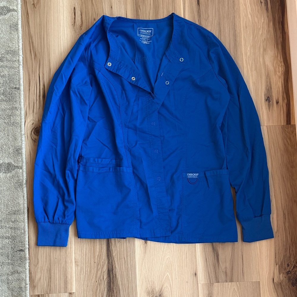 Women’s Cherokee Royal Blue Scrub Jacket Small